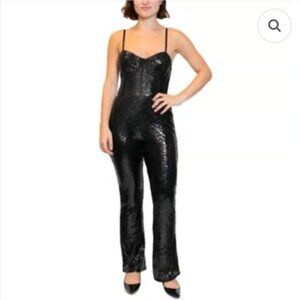 Sequin Black Strapless Jumpsuit By Dylan Ryan